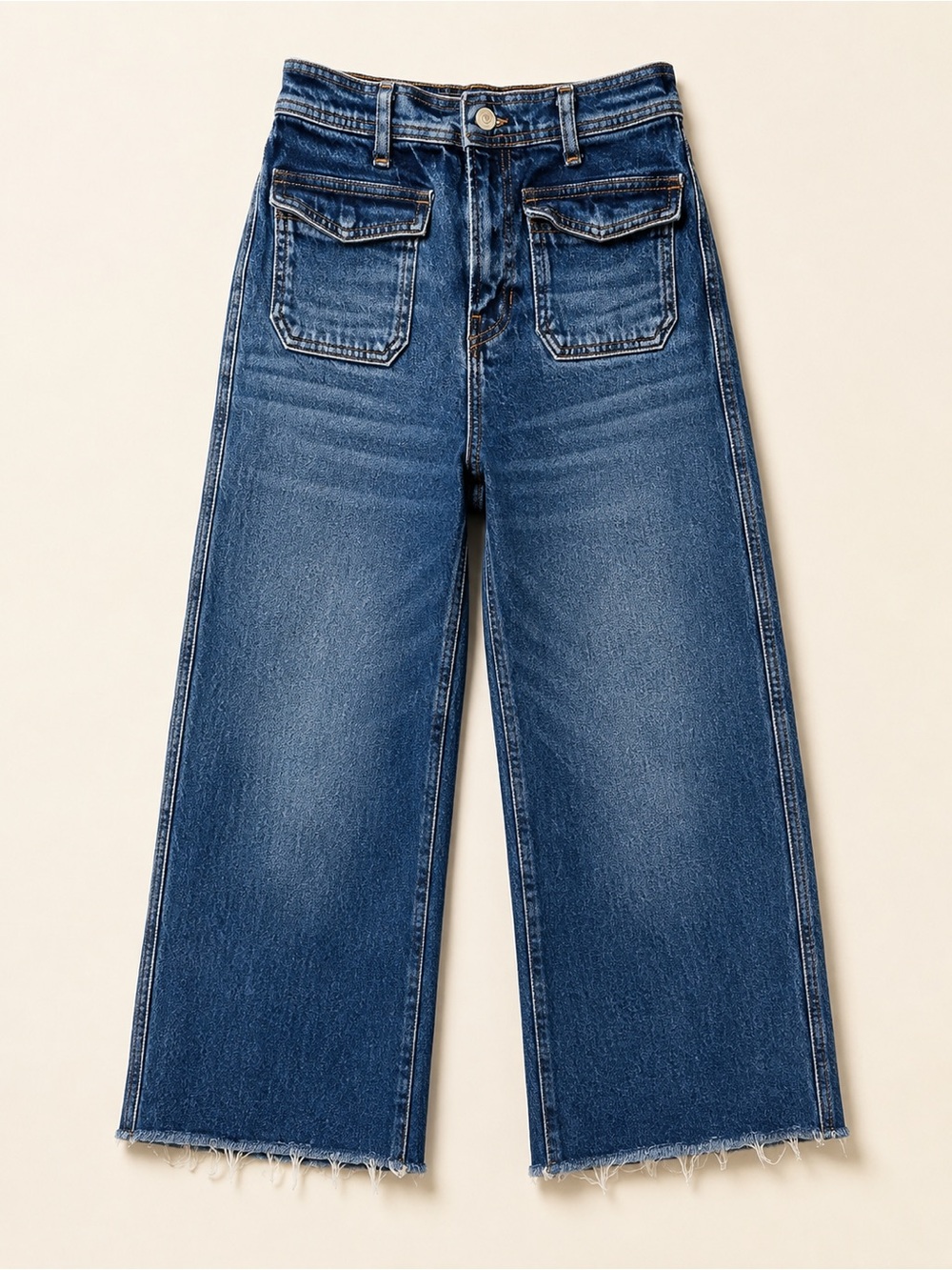 Reformation Layla High Rise Trouser Jeans 23 Wide Leg Cropped Raw Hem